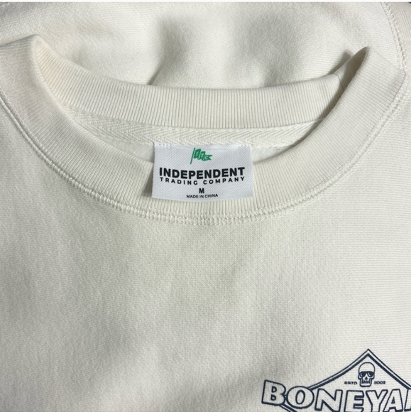 BONEYARD SURF CO. Cream Crewneck Sweatshirt Diamond Logo Sign - Picture 4 of 6